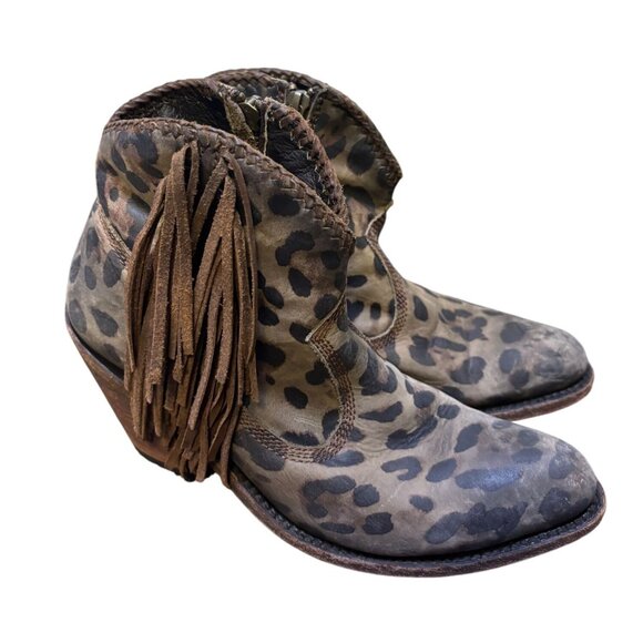 Liberty Black Western Ankle Booties Leopard Print Size 7 - Picture 2 of 7